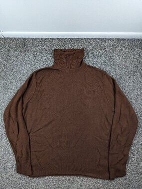 Vintage 70s Sears Kings Road Sweater Turtleneck Acrylic Brown Mens Large